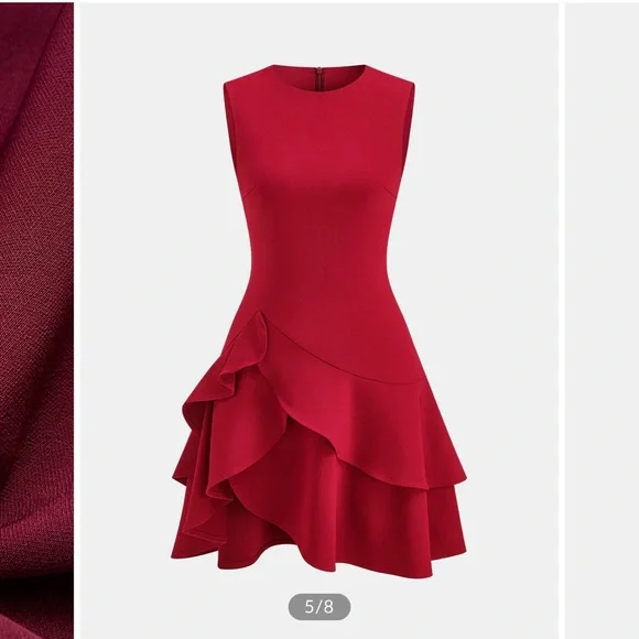Commense Red Sleeveless Ruffle Mini Dress - Picture 7 of 7